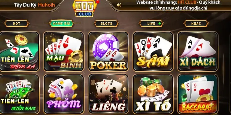 Hitclub cung cấp nhiều sảnh game bài cho người chơi